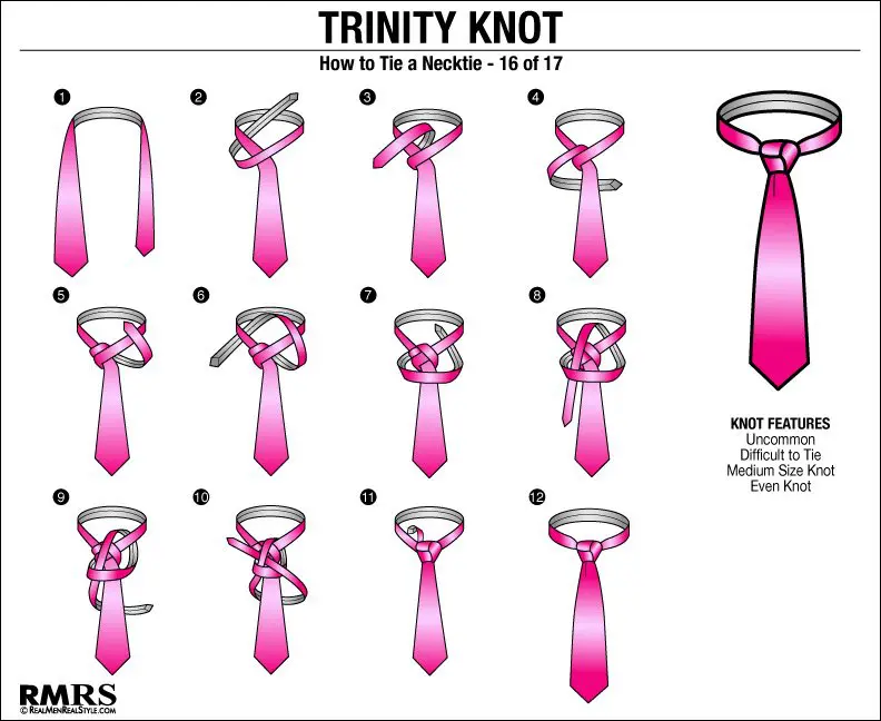 step by step trinity knot necktie tying instructions