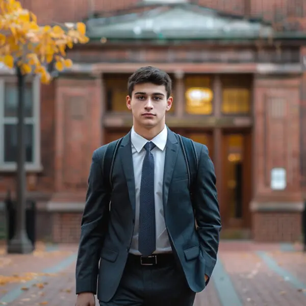 well dressed student wearing suit and tie