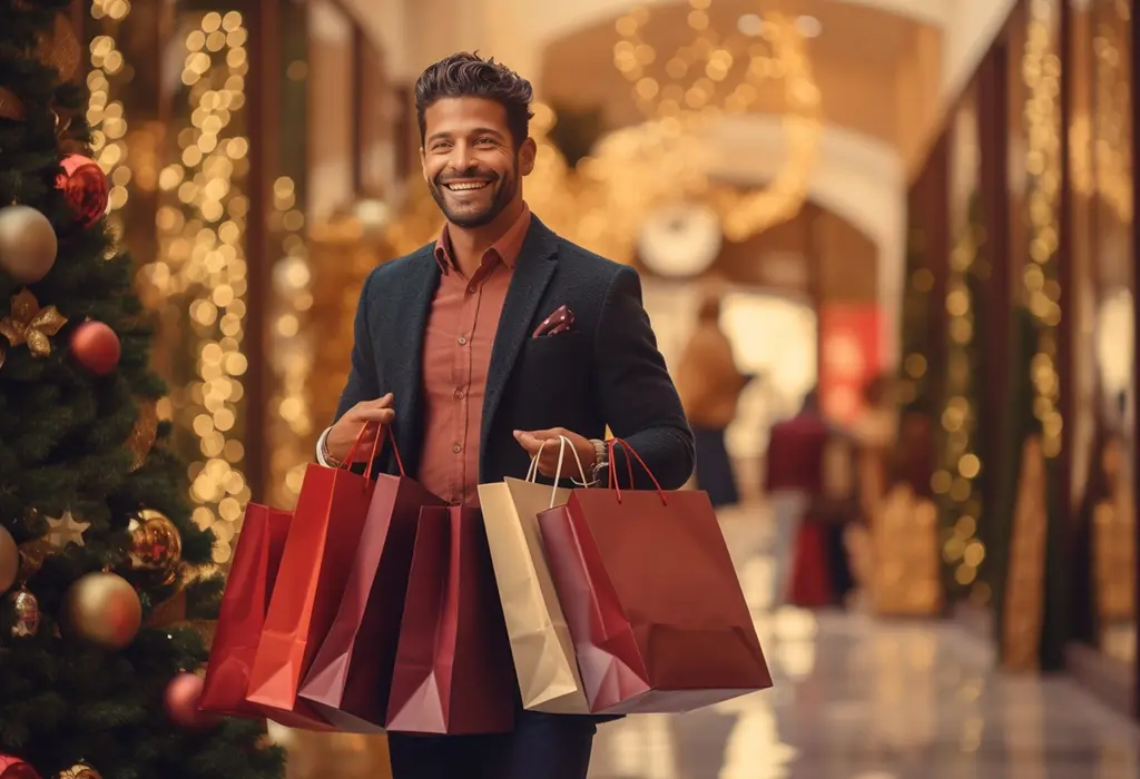 man carrying gifts