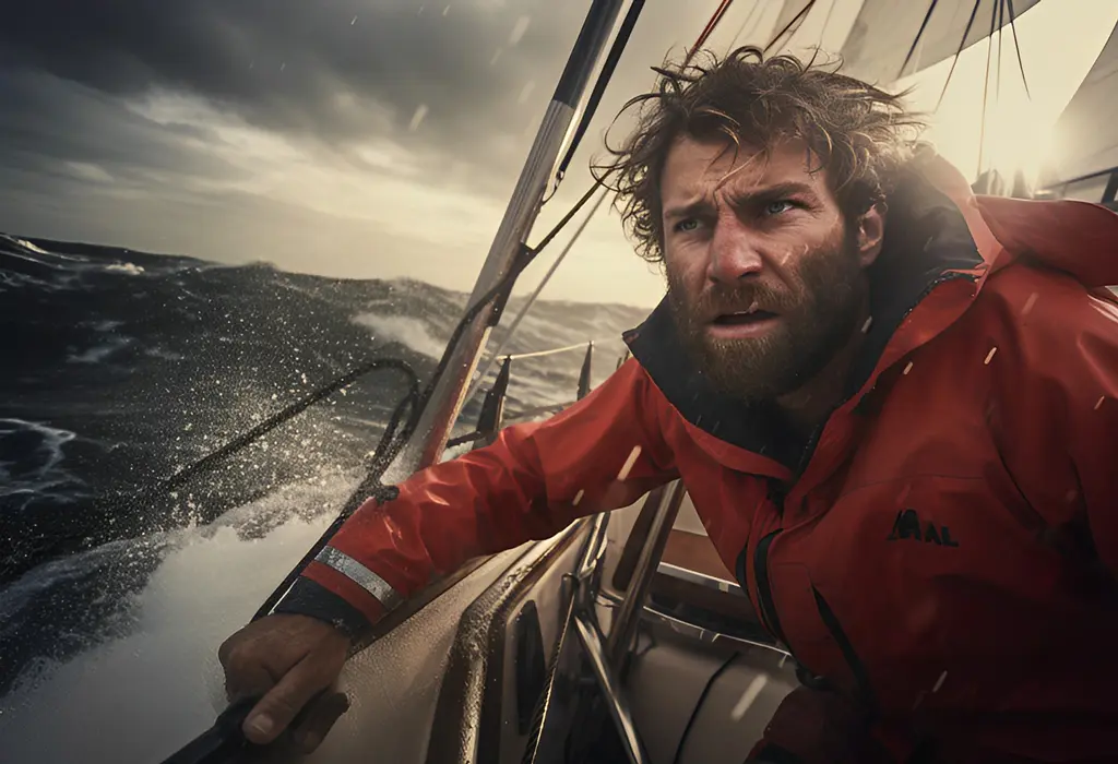 man in a ship in storm showing resilience