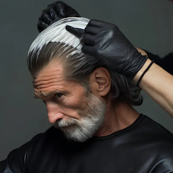 man dying hair