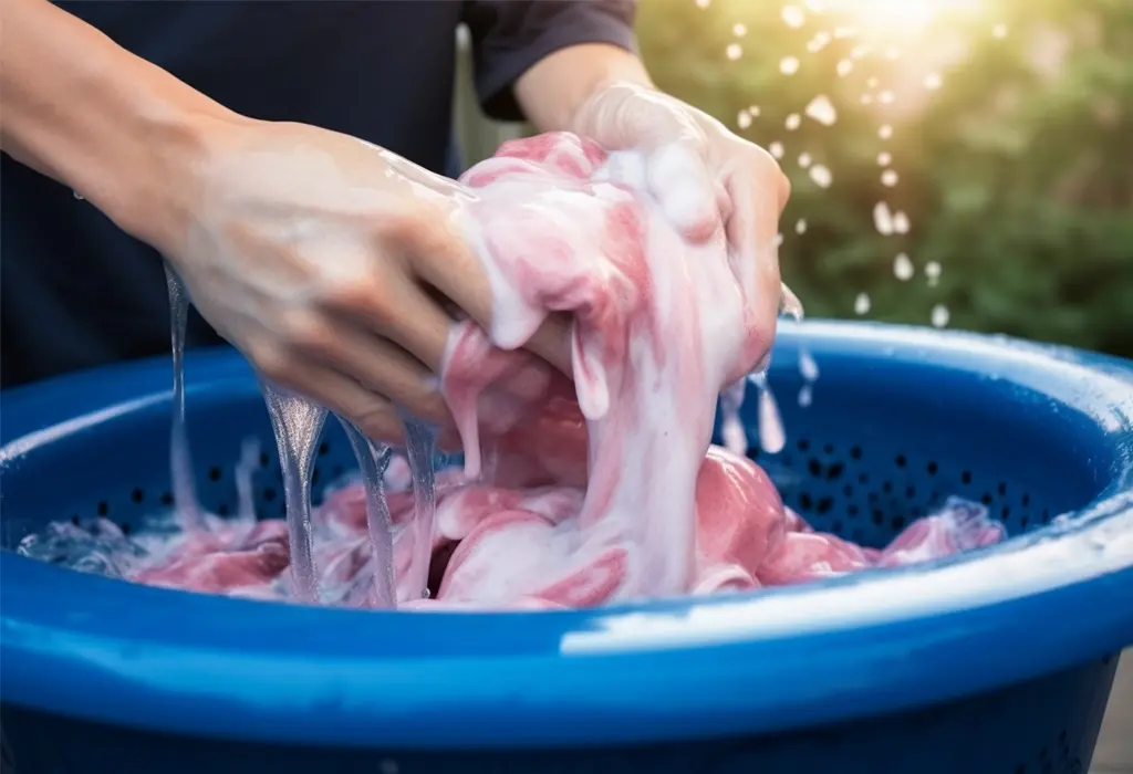 hand washing in basin