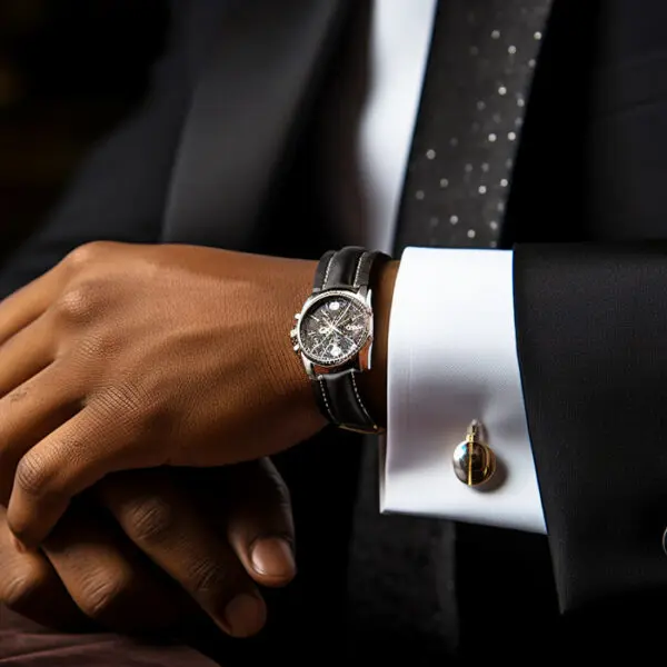 man wearing cufflinks