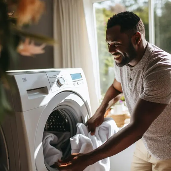 man doing laundry