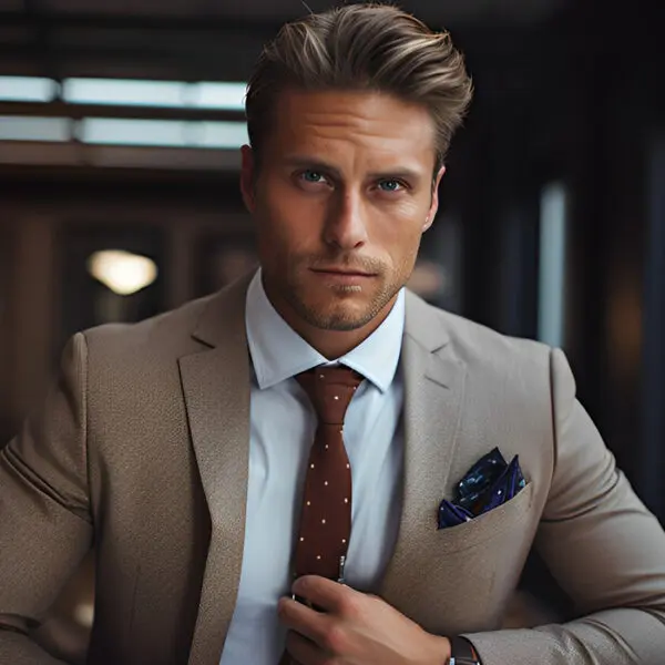 man in suit wearing pocket square