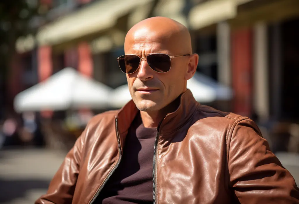 bald man wearing sunglasses