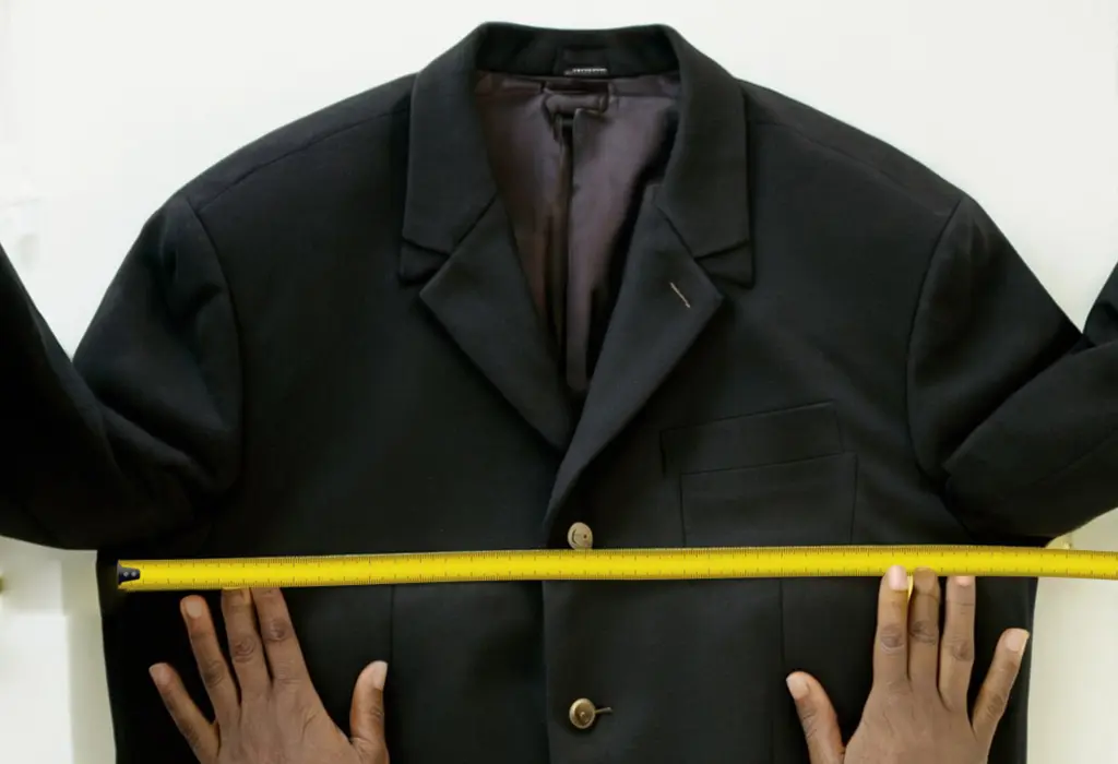 measuring tape measuring a suit jacket from pit-to-pit