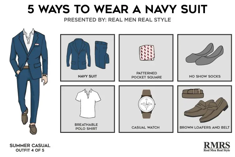 Navy suit for hot weather look