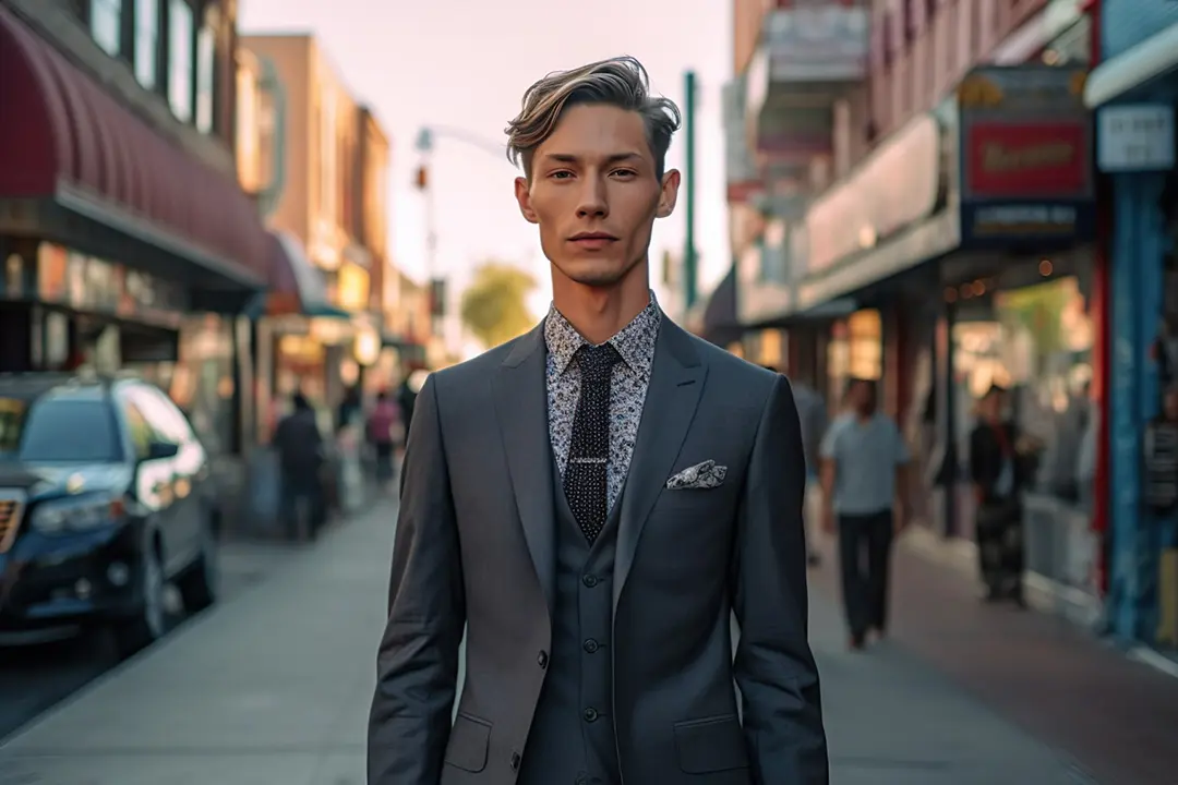 man with rectangle body shape wearing a suit 