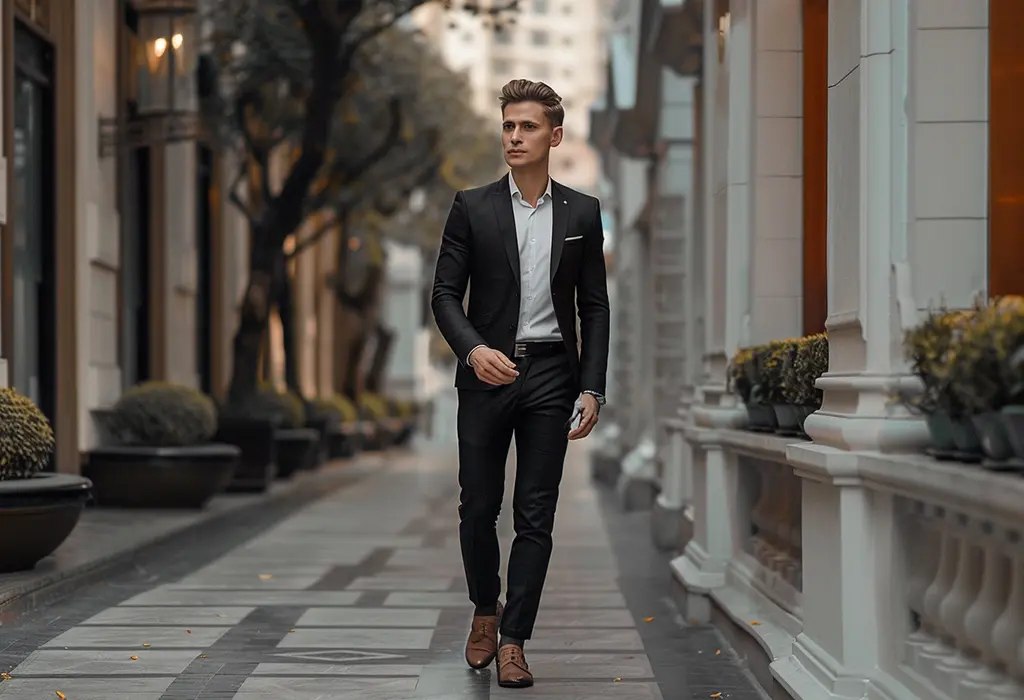 short skinny man wearing suit 