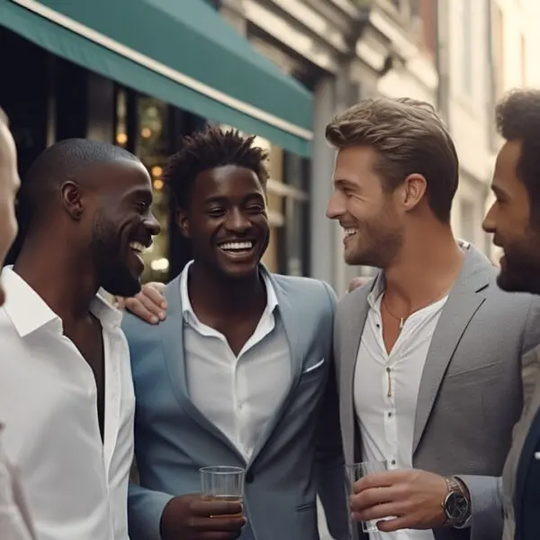 group of friends wearing no tie