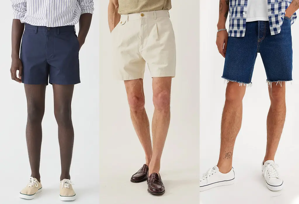 man wearing various styles of shorts