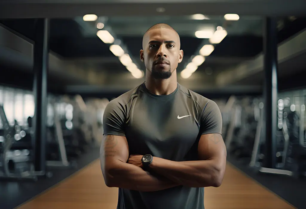 man in gym with buzz short haircut