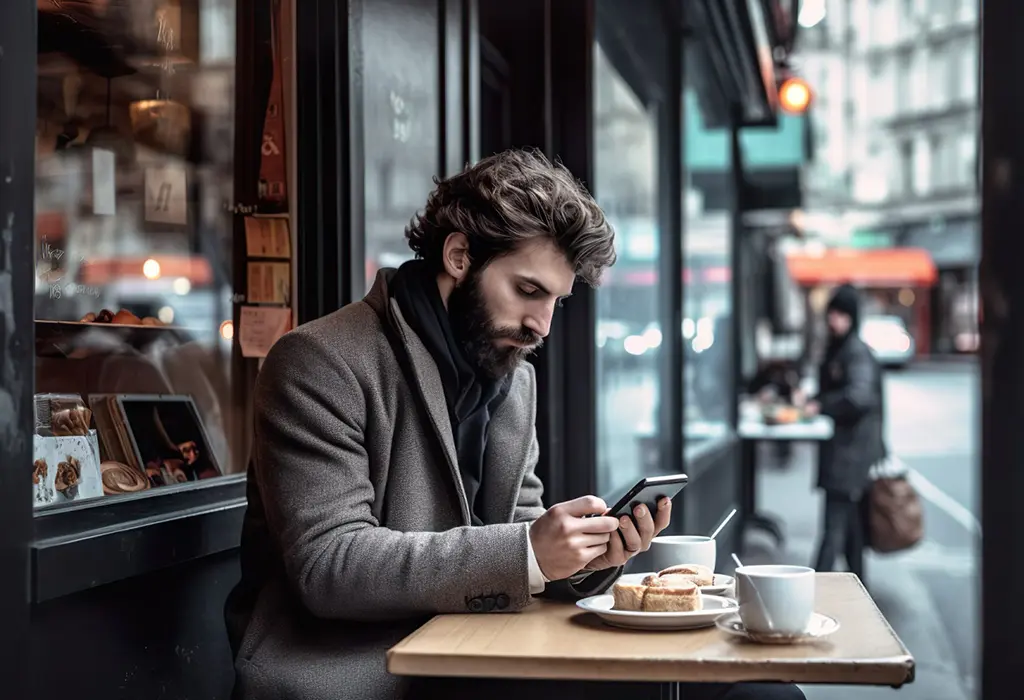 Man texting on his phone 