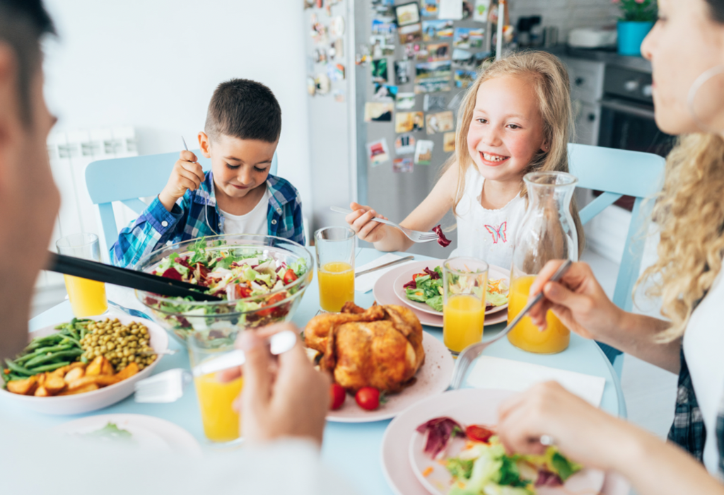 Family having lunch together